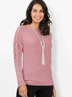 Pullover| Fledermauspullover mit Glitzersteinchen hortensie