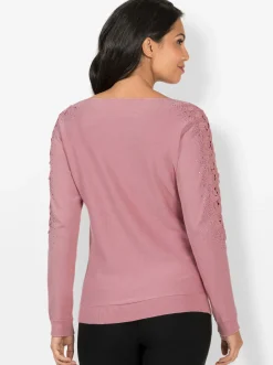 Pullover| Fledermauspullover mit Glitzersteinchen hortensie