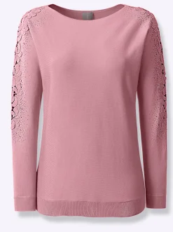 Pullover| Fledermauspullover mit Glitzersteinchen hortensie