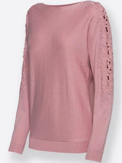 Pullover| Fledermauspullover mit Glitzersteinchen hortensie