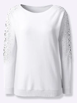 Pullover| Fledermauspullover mit Glitzersteinchen ecru