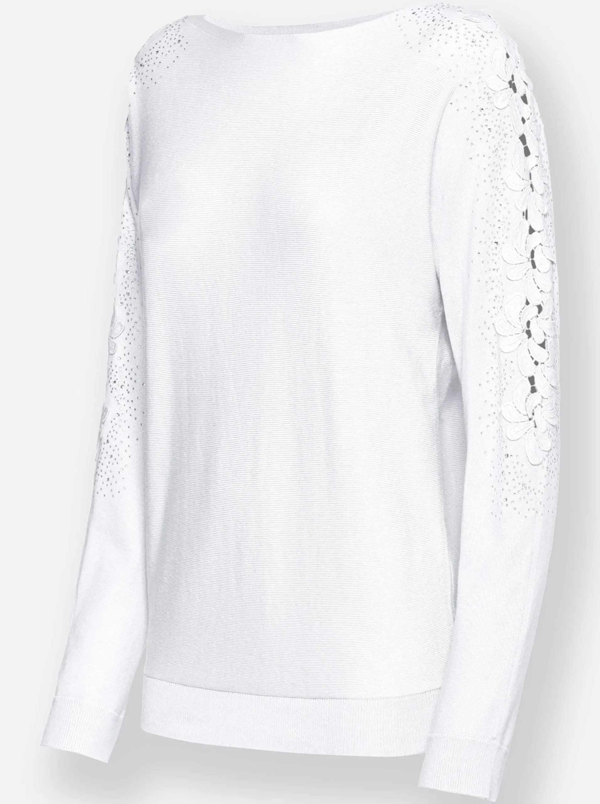 Pullover| Fledermauspullover mit Glitzersteinchen ecru