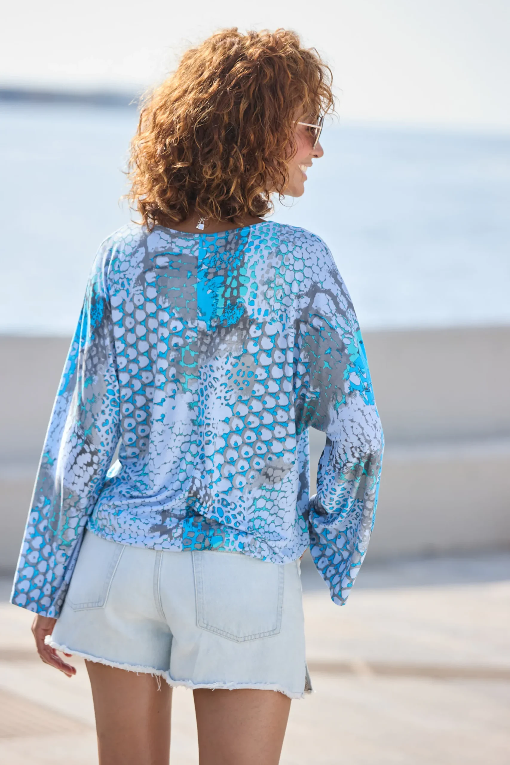 Shirts|Buffalo Fledermausshirt blaubedruckt