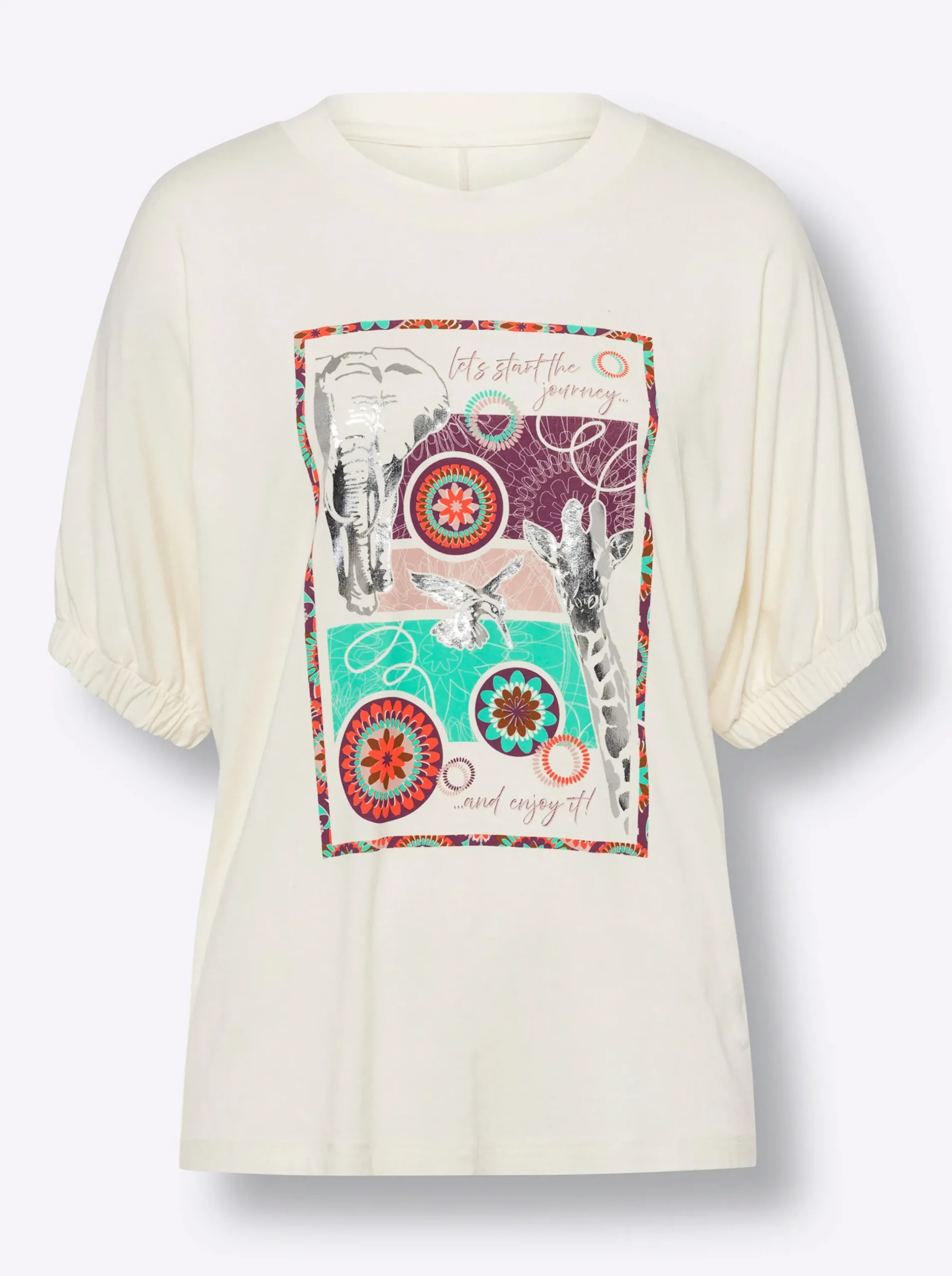 Shirts|heine Fledermausshirt mit Folienprint champagner-orange-bedruckt