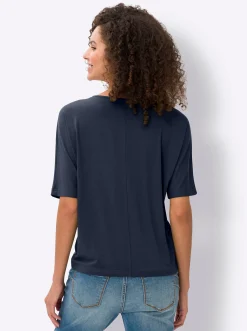 Strandmode|Shirts|heine Fledermausshirt mit Rundhals-Ausschnitt marine