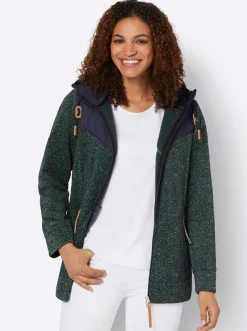 Jacken| Fleecejacke im Material-Mix apfel-marine-meliert