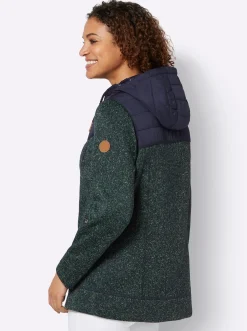 Jacken| Fleecejacke im Material-Mix apfel-marine-meliert