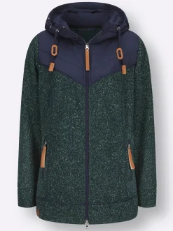 Jacken| Fleecejacke im Material-Mix apfel-marine-meliert