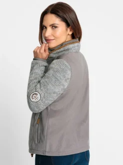 Jacken| Fleecejacke im Mix aus Fleece und Strick taupe-ecru-meliert
