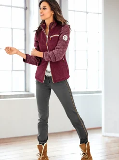 Jacken| Fleecejacke im Mix aus Fleece und Strick beere-meliert