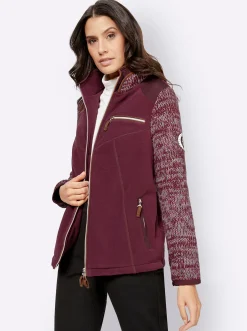 Jacken| Fleecejacke im Mix aus Fleece und Strick beere-meliert