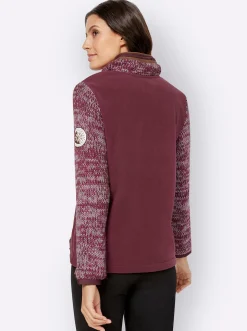 Jacken| Fleecejacke im Mix aus Fleece und Strick beere-meliert