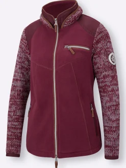 Jacken| Fleecejacke im Mix aus Fleece und Strick beere-meliert