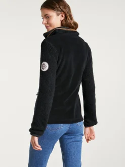 Homewear|Homewear|heine Fleecejacke mit gestrickten Ärmeln schwarz