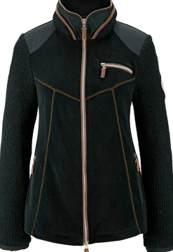 Homewear|Homewear|heine Fleecejacke mit gestrickten Ärmeln schwarz