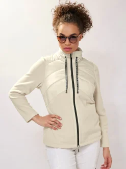 Jacken|heine Fleecejacke mit Stepp-Besatz vorne sand