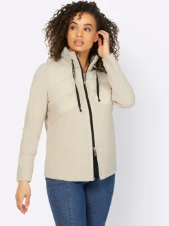 Jacken|heine Fleecejacke mit Stepp-Besatz vorne sand
