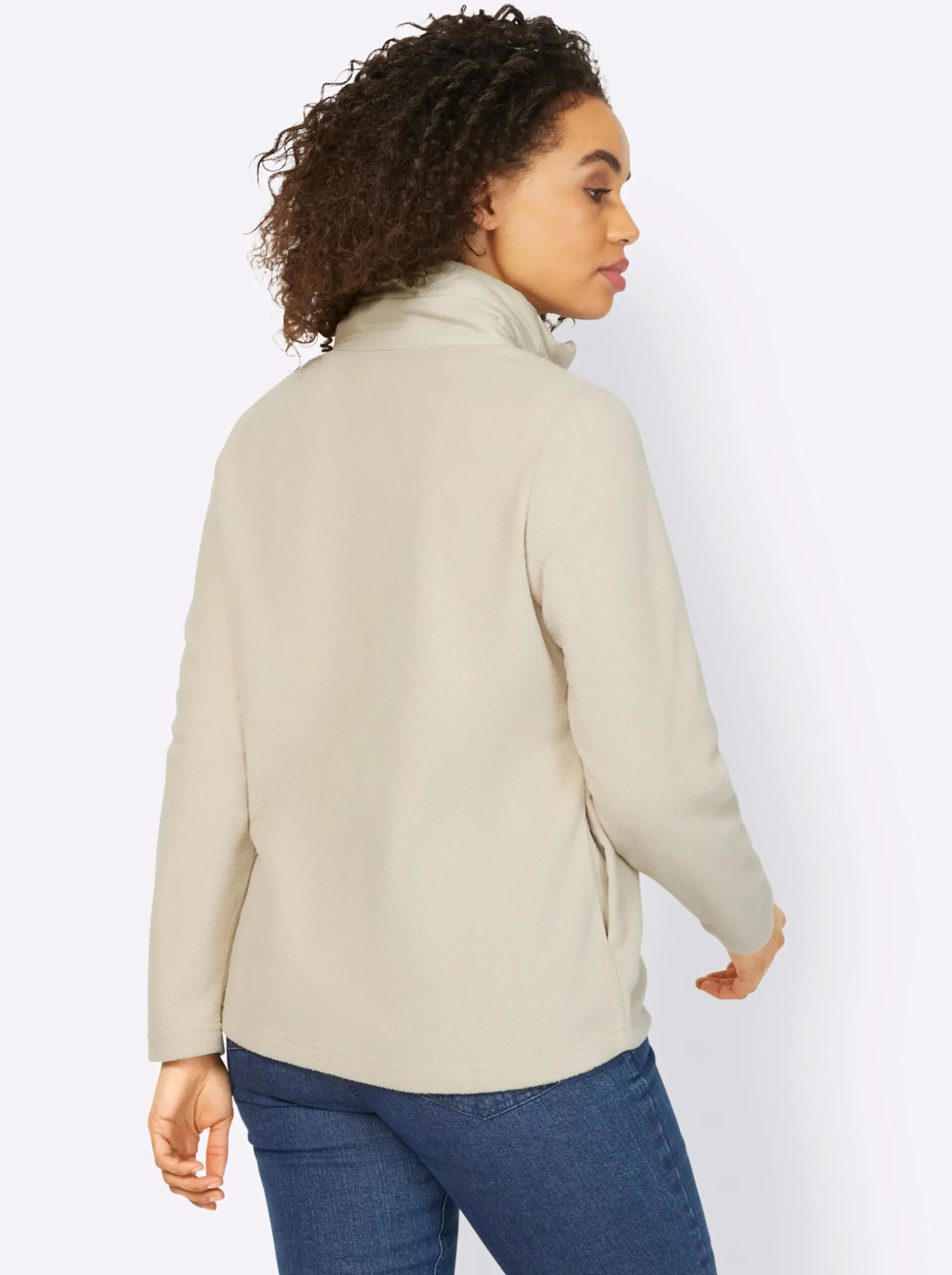 Jacken|heine Fleecejacke mit Stepp-Besatz vorne sand