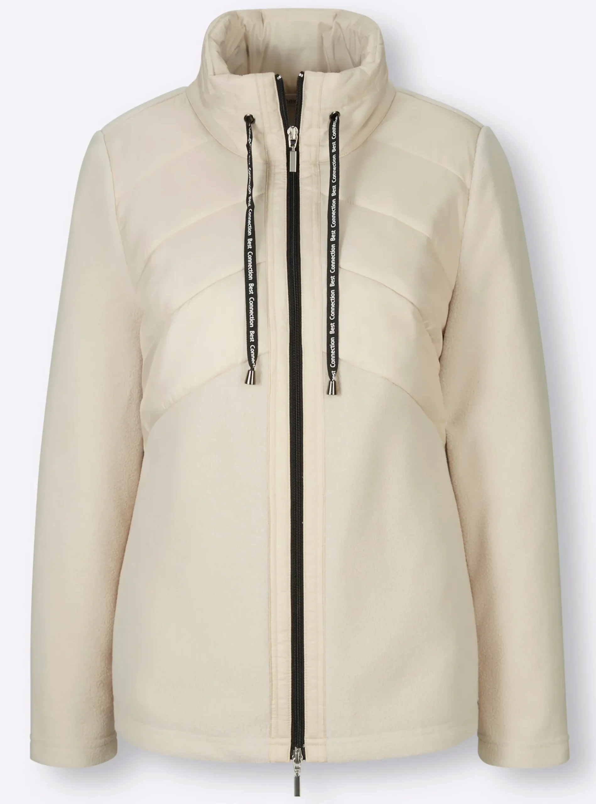 Jacken|heine Fleecejacke mit Stepp-Besatz vorne sand