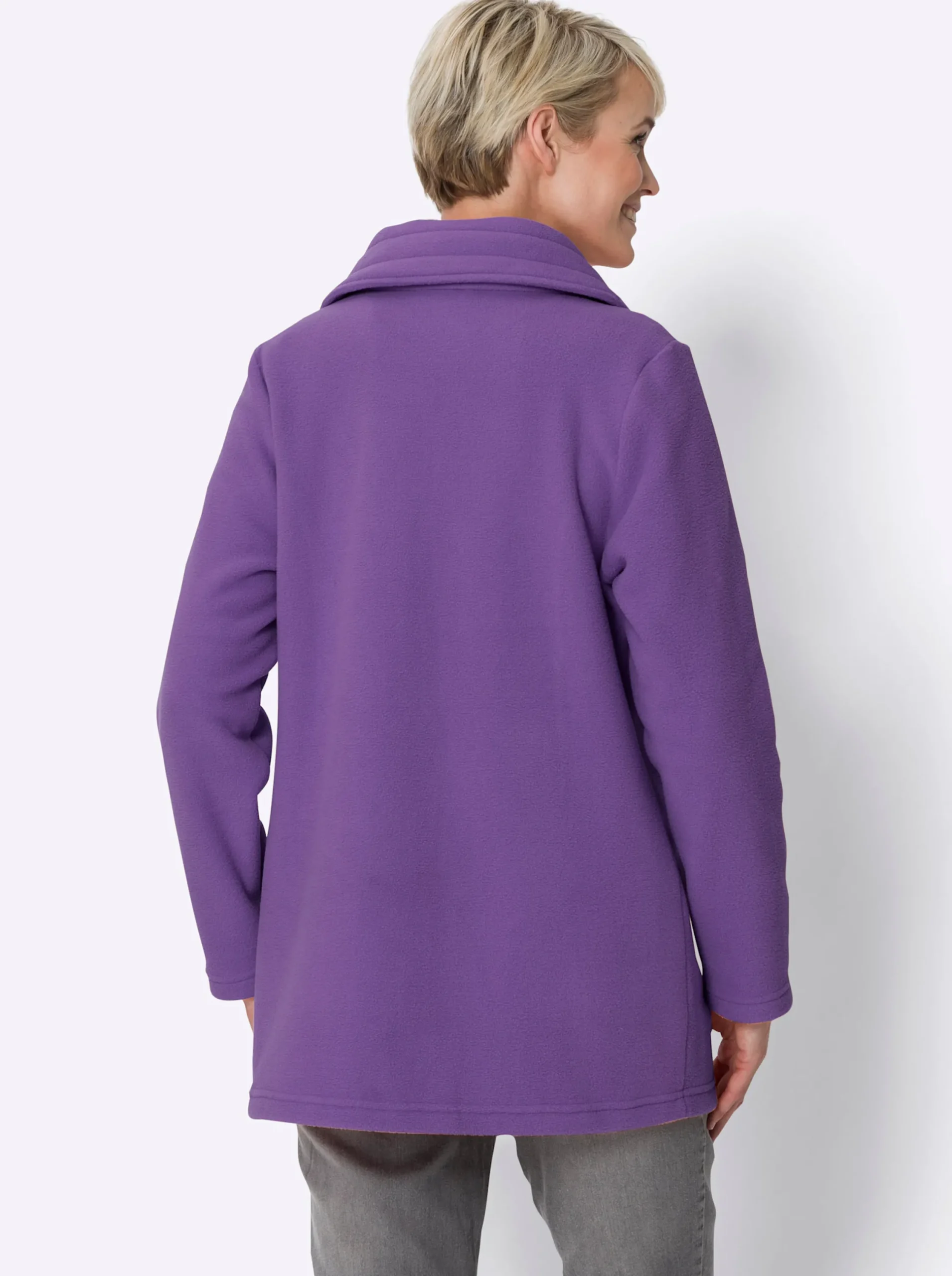 Jacken| Fleecejacke mit 2-Wege-Reißverschluss lila