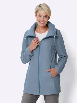 Jacken| Fleecejacke mit 2-Wege-Reißverschluss hellblau