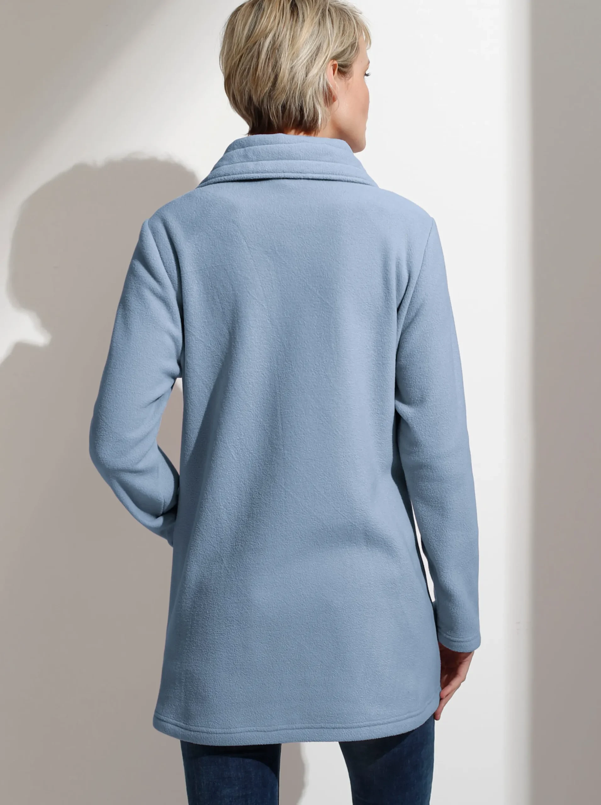 Jacken| Fleecejacke mit 2-Wege-Reißverschluss hellblau