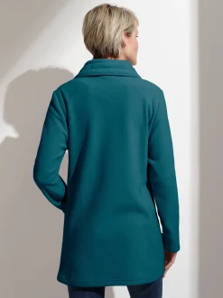 Jacken| Fleecejacke mit 2-Wege-Reißverschluss petrol