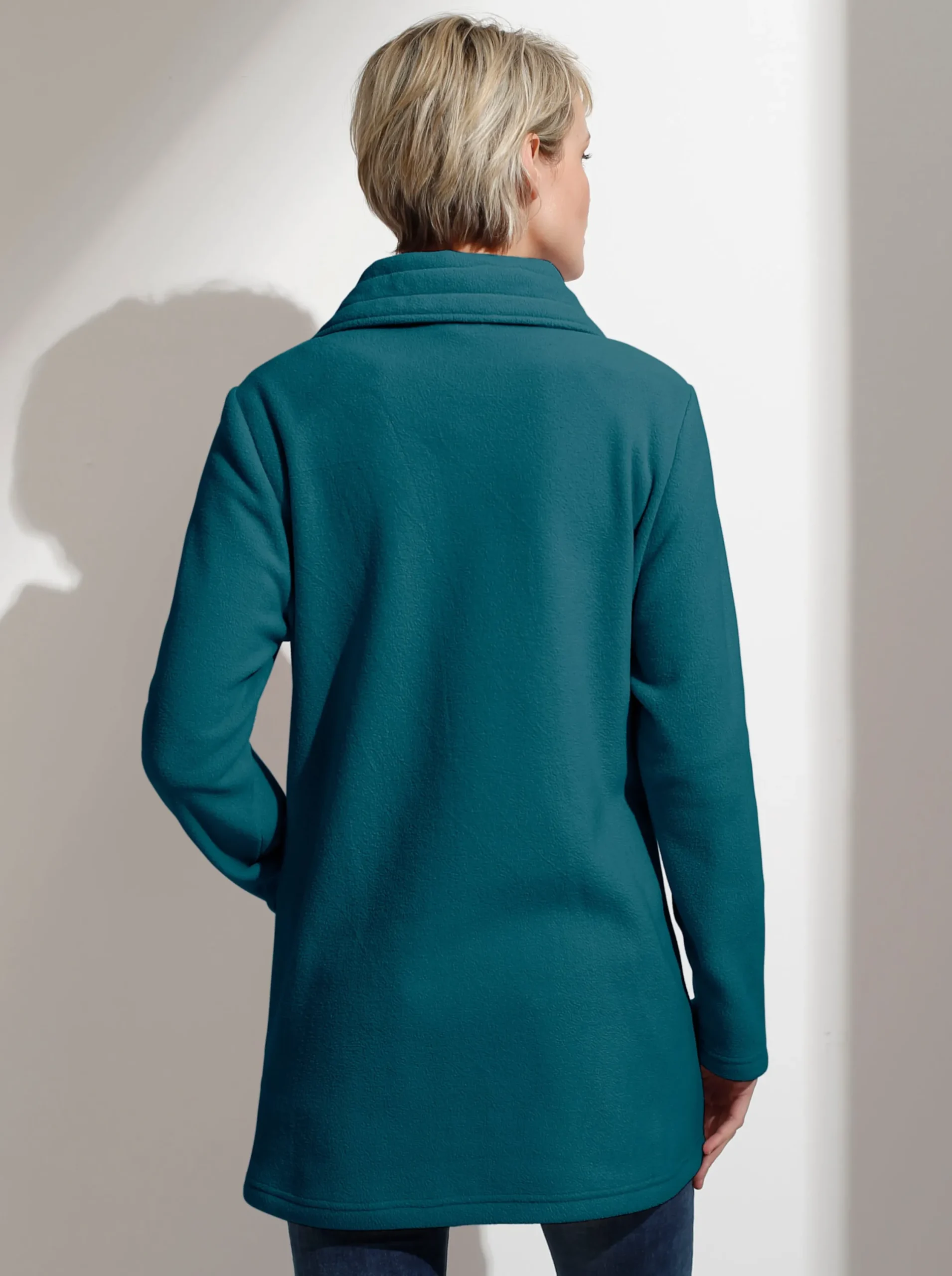 Jacken| Fleecejacke mit 2-Wege-Reißverschluss petrol