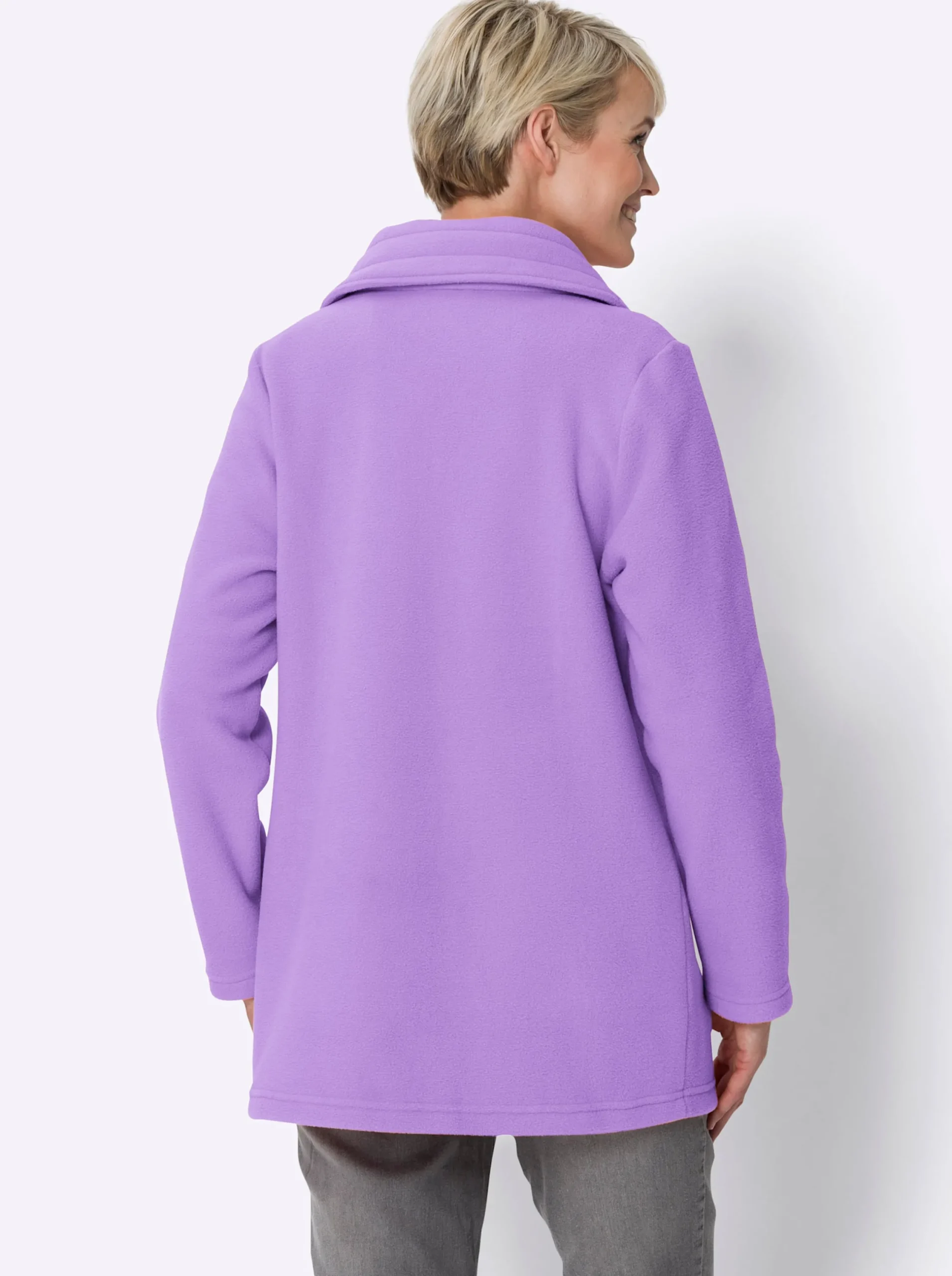 Jacken| Fleecejacke mit 2-Wege-Reißverschluss flieder