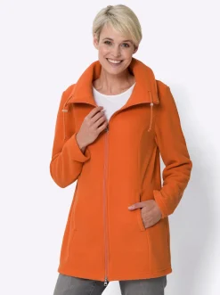 Jacken| Fleecejacke mit 2-Wege-Reißverschluss papaya