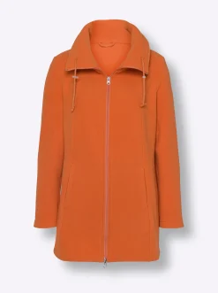 Jacken| Fleecejacke mit 2-Wege-Reißverschluss papaya