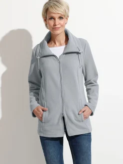 Jacken| Fleecejacke mit 2-Wege-Reißverschluss grau