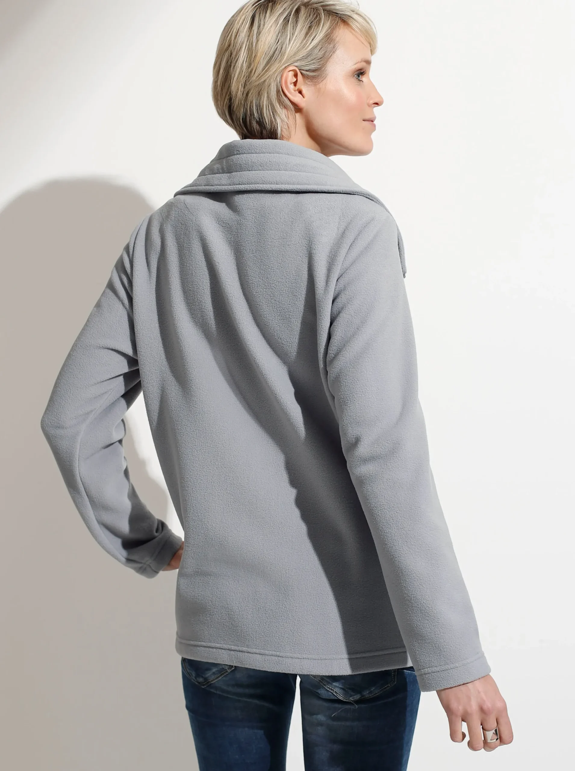Jacken| Fleecejacke mit 2-Wege-Reißverschluss grau