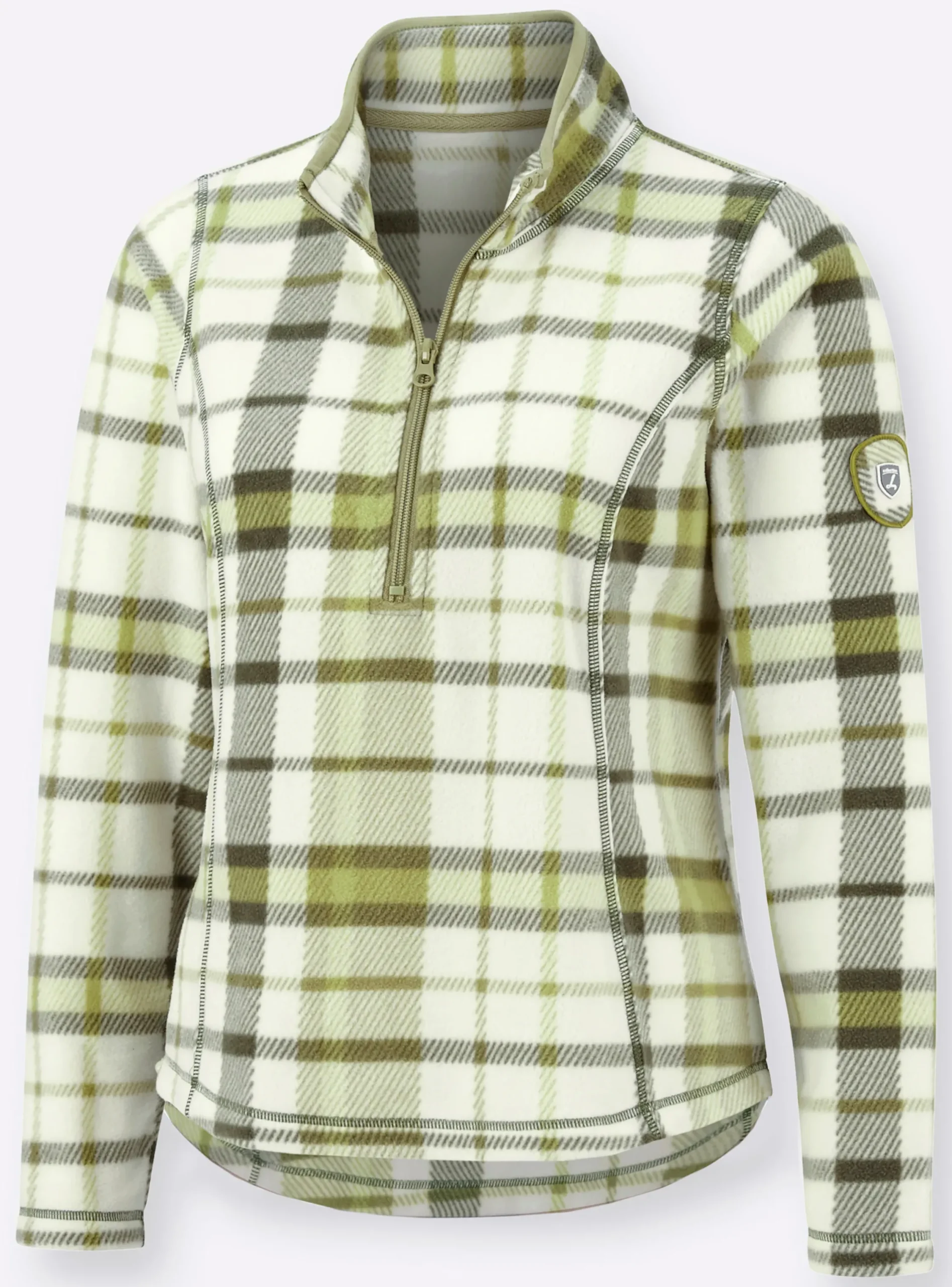 Shirts| Fleeceshirt mit elastischer Paspelierung schilf-ecru-kariert