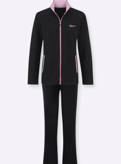 Homewear|Homewear|Catamaran Sports Freizeitanzug mit Kontrast-Details schwarz-orchidee