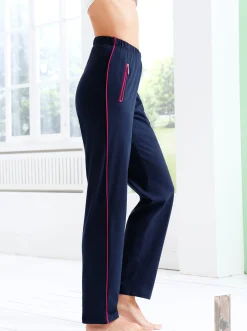 Homewear|Hosen| Freizeithose mit 2 Reißverschluss-Taschen marine-fuchsia