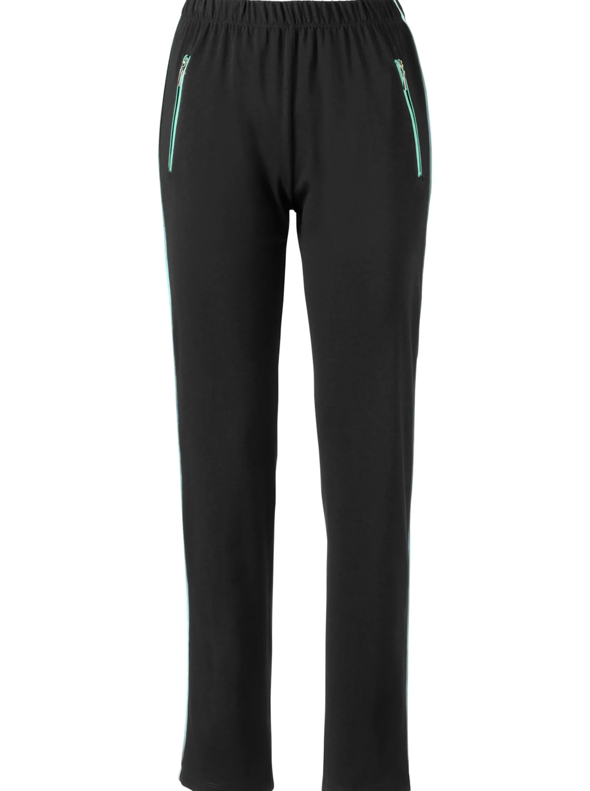 Homewear|Homewear| Freizeithose mit 2 Reißverschluss-Taschen schwarz-mint