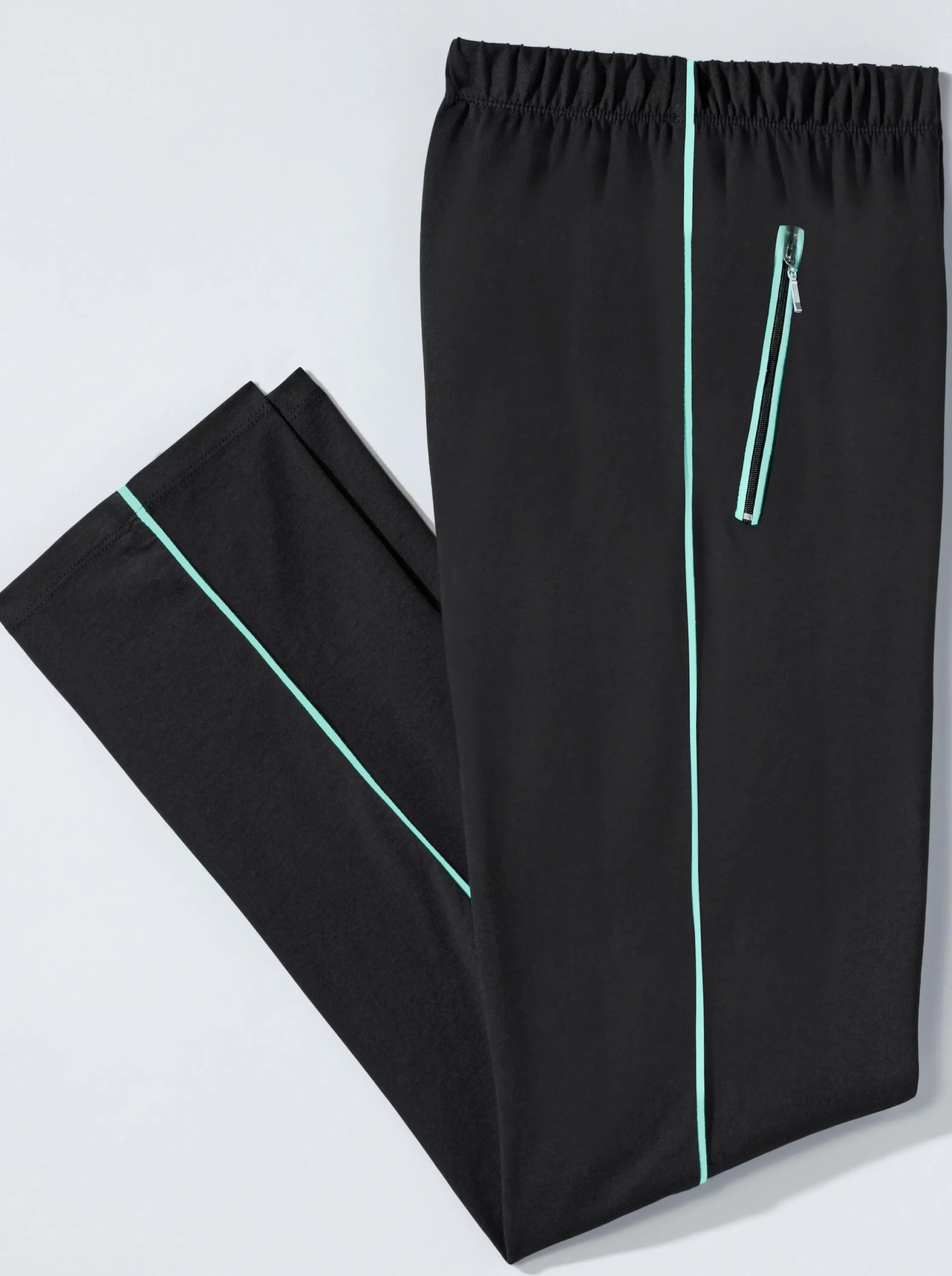 Homewear|Homewear| Freizeithose mit 2 Reißverschluss-Taschen schwarz-mint