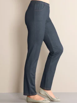 Homewear|Homewear| Freizeithose mit Kontrastnähten jeansblau