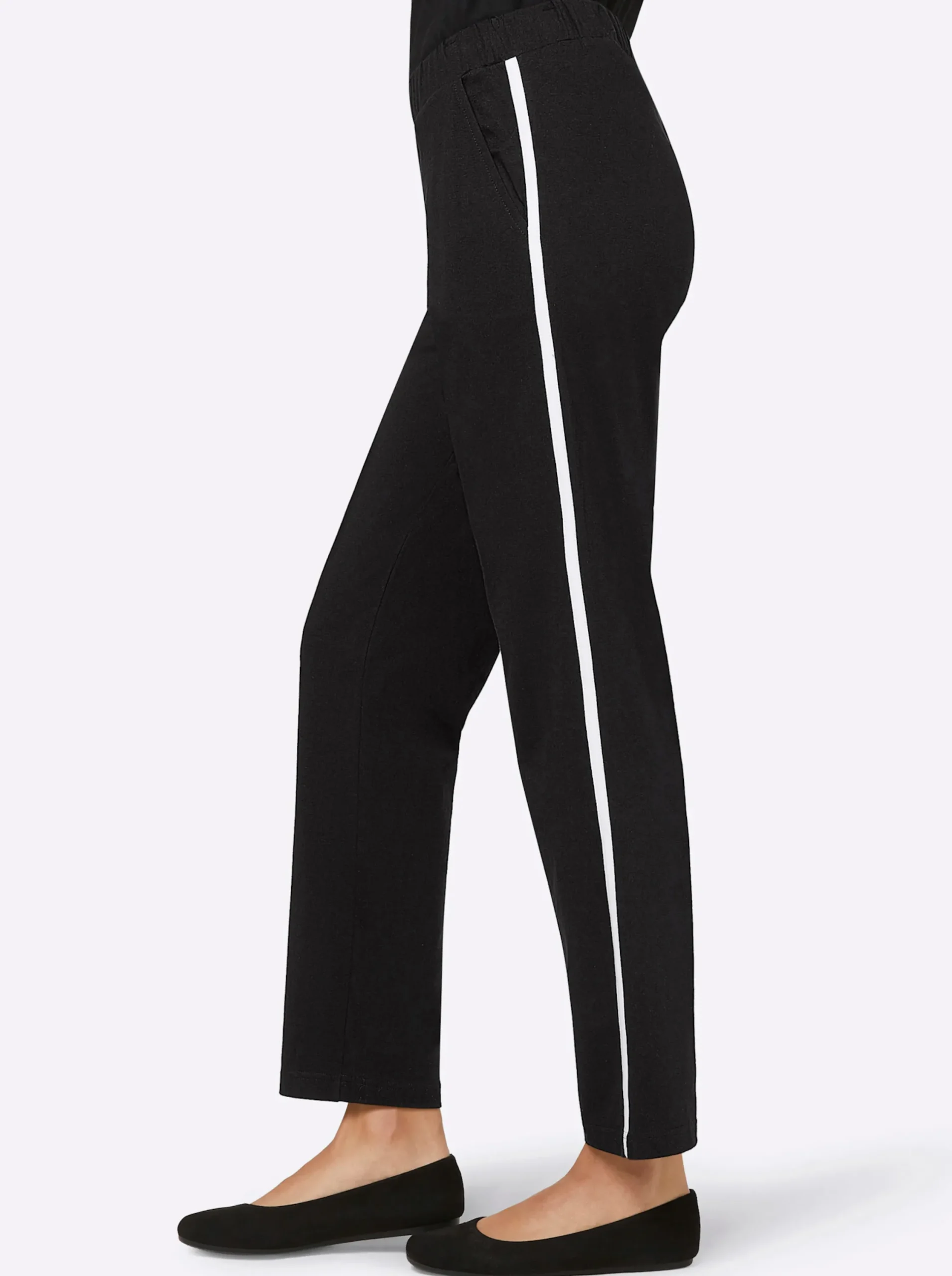 Homewear|Homewear| Freizeithose mit Kontraststreifen seitlich schwarz