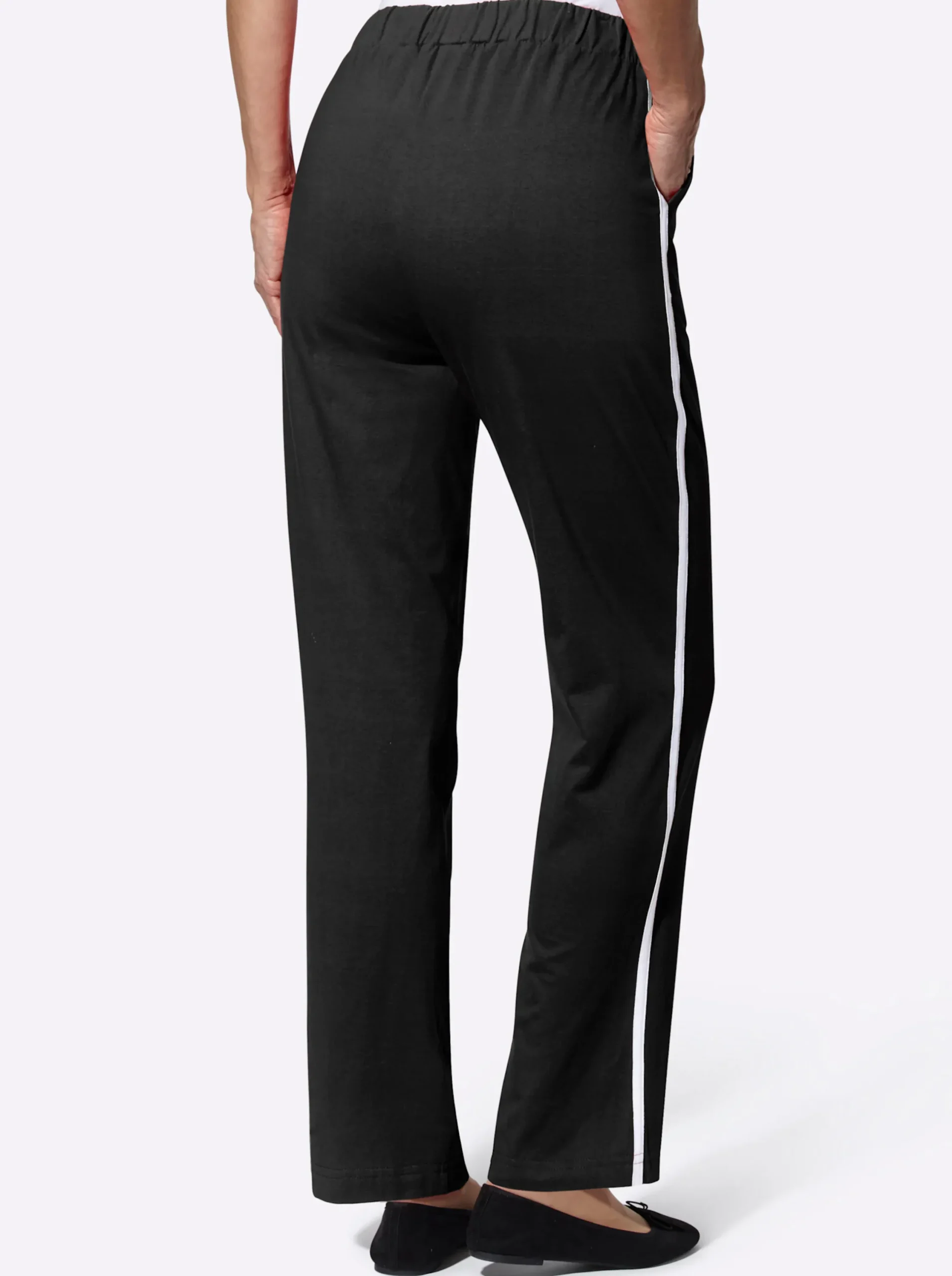 Homewear|Homewear| Freizeithose mit Kontraststreifen seitlich schwarz