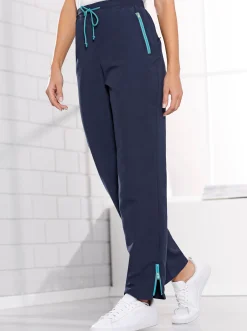Homewear|Hosen| Freizeithose mit kontrastfarbigen Akzenten marine