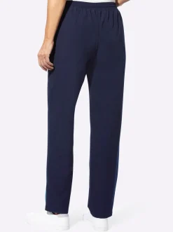 Homewear|Hosen| Freizeithose mit kontrastfarbigen Akzenten marine