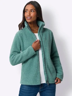 Jacken|heine Freizeitjacke aus Teddy-Fleece salbei