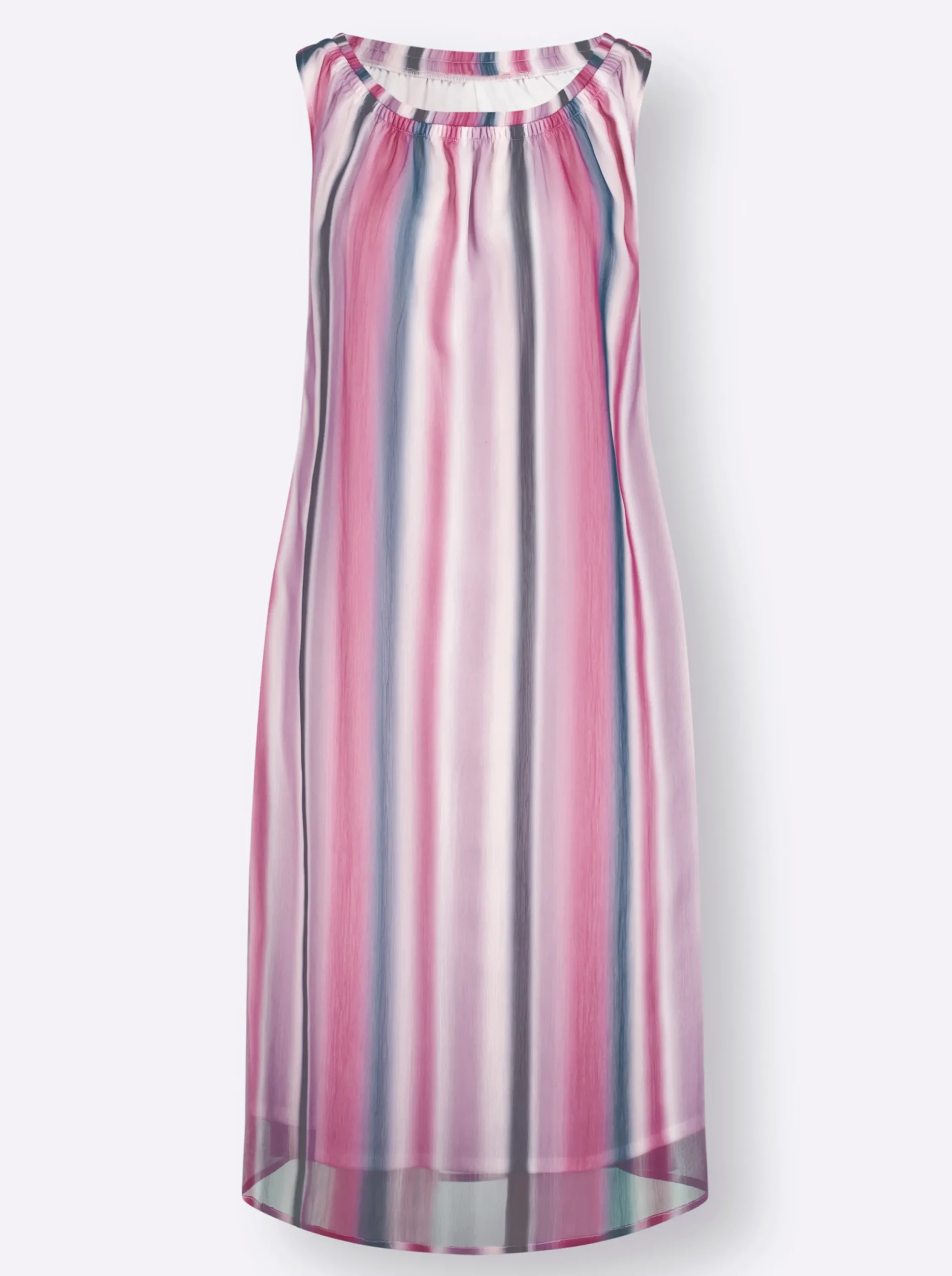 Strandkleider|Kleider| Freizeitkleid mit Farbverlauf-Streifenmuster fuchsia-bedruckt