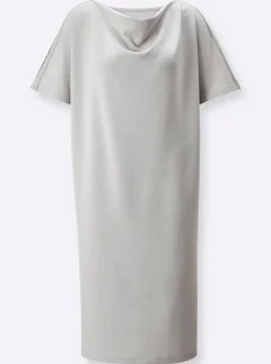 Kleider| Freizeitkleid mit Glanzeffekten im Schulterbereich hellgrau