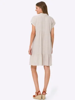 Strandkleider|Kleider|heine Freizeitkleid mit Horn-Optik-Knöpfen sand-meliert