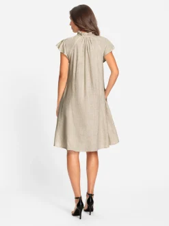 Kleider|heine Freizeitkleid mit Rüschen und Falten sand-meliert