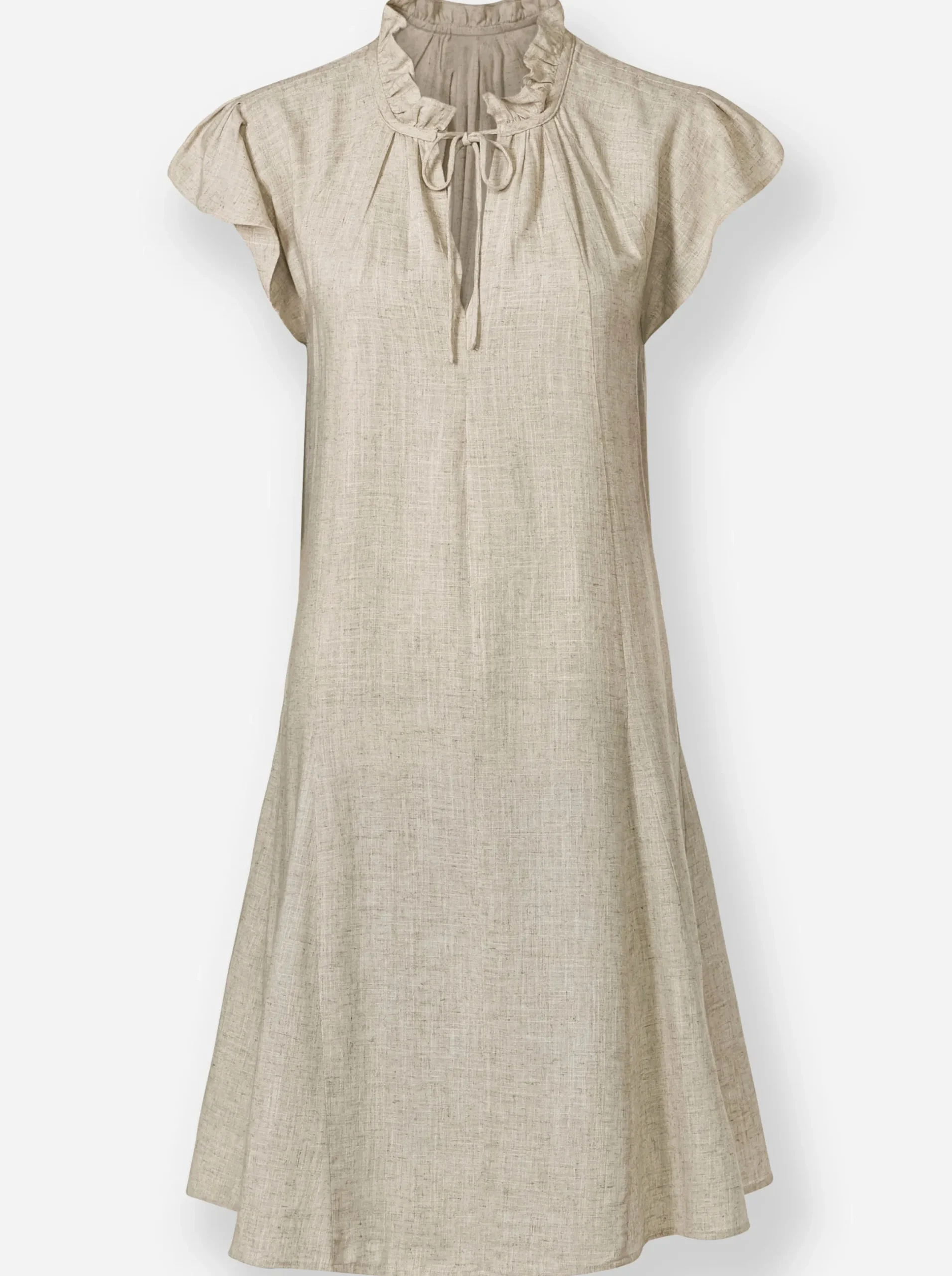 Kleider|heine Freizeitkleid mit Rüschen und Falten sand-meliert