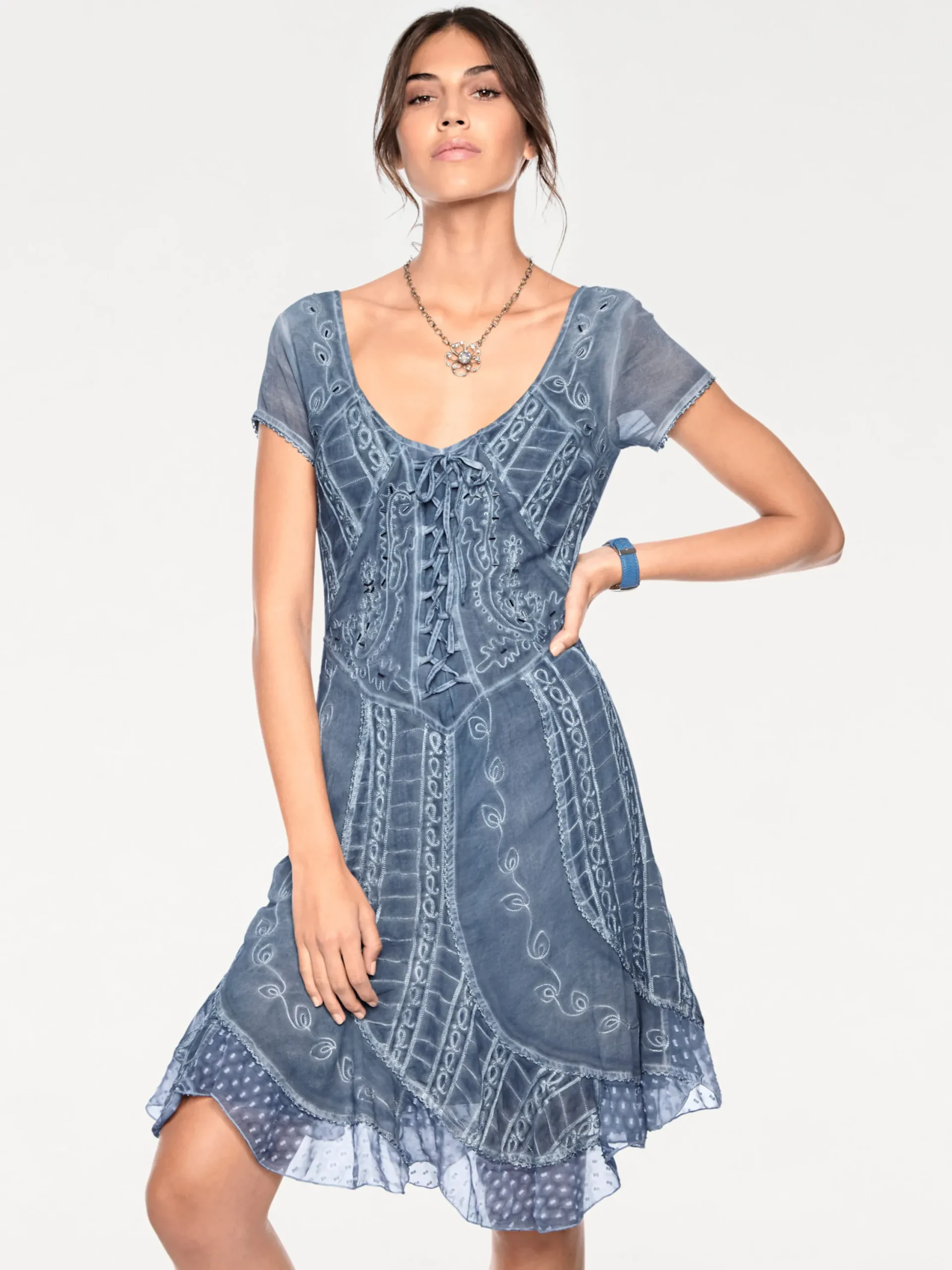Kleider|heine Freizeitkleid mit Stickerei jeansblau